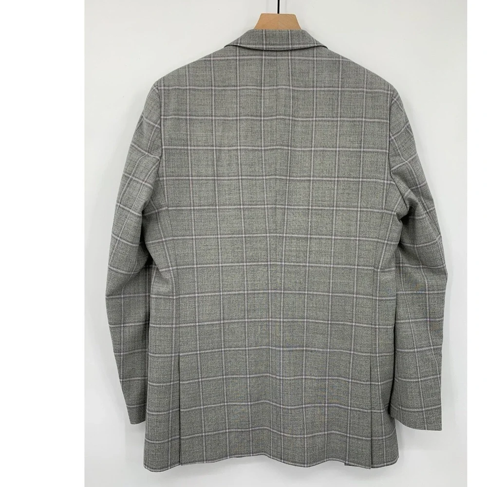 Tiglio Blazer Mens‎ 42L Gray Plaid Wool Stretch Flex Two Button Sport Coat Capri